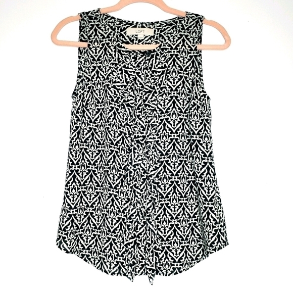 Loft Black and White Sleeveless Blouse - Picture 1 of 5
